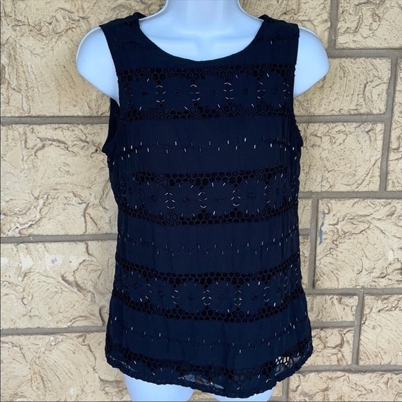 Banana Republic embellished Navy Blue Tank career Small - Picture 3 of 12